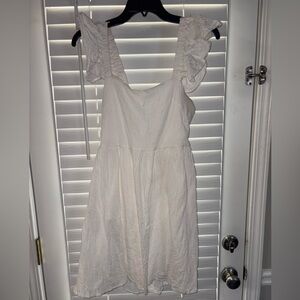 Ruffle sleeve open back white dress